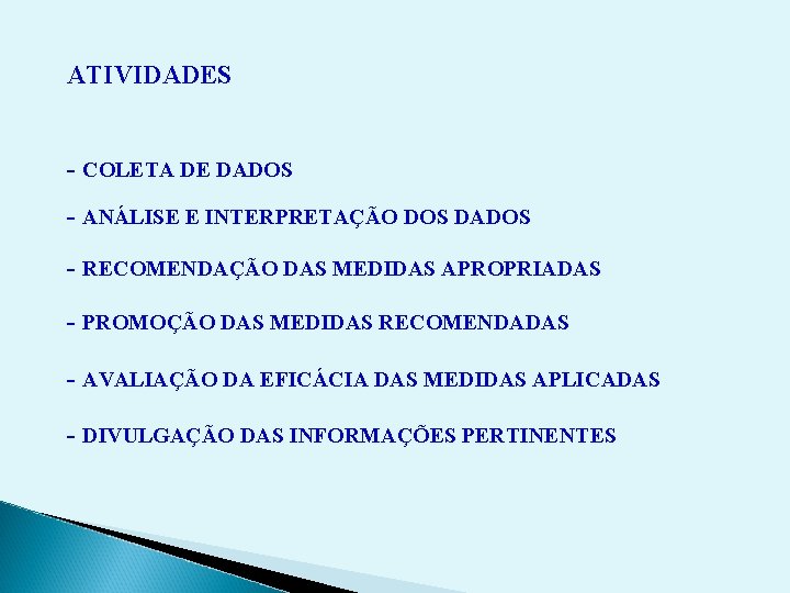 ATIVIDADES - COLETA DE DADOS - ANÁLISE E INTERPRETAÇÃO DOS DADOS - RECOMENDAÇÃO DAS