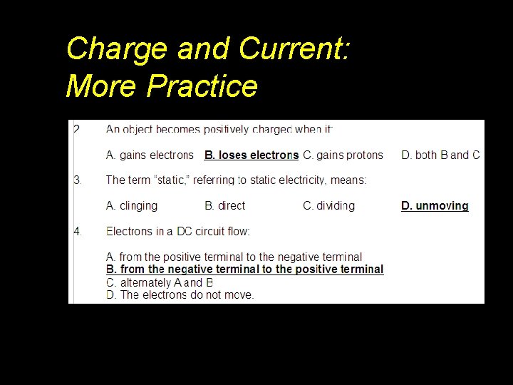 Charge and Current: More Practice 