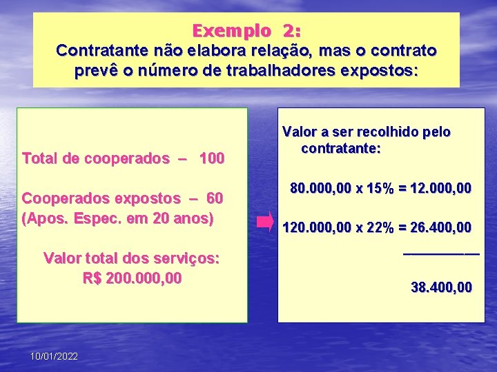 Exemplo 2: Contratante não elabora relação, mas o contrato prevê o número de trabalhadores