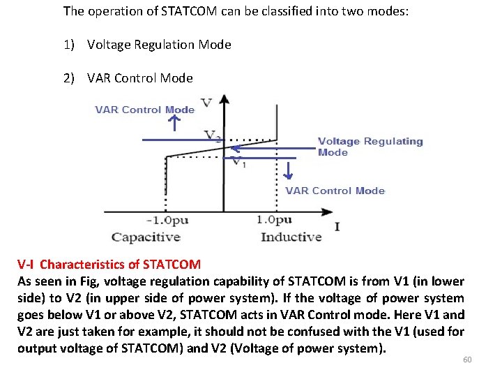 The operation of STATCOM can be classified into two modes: 1) Voltage Regulation Mode