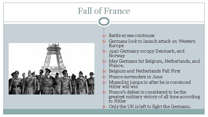 Fall of France Battle at sea continues Germans look to launch attack on Western