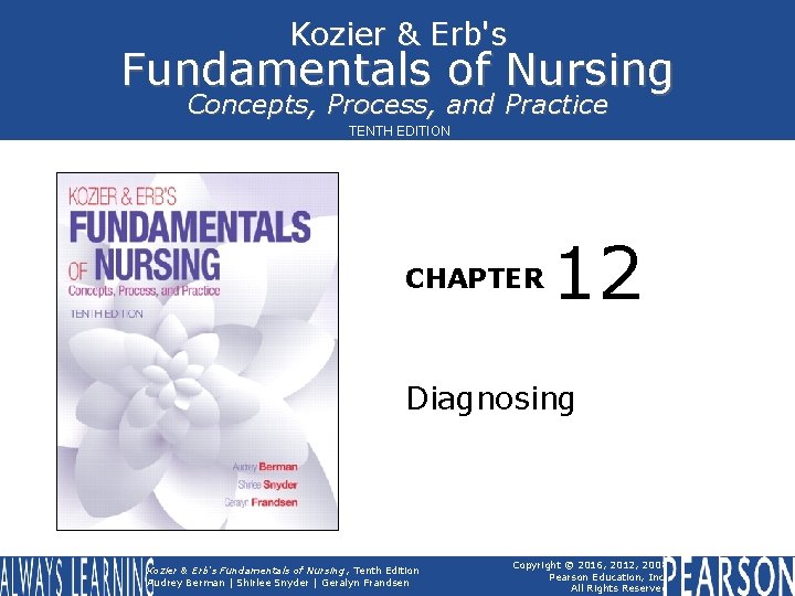 Kozier & Erb's Fundamentals of Nursing Concepts, Process, and Practice TENTH EDITION CHAPTER 12