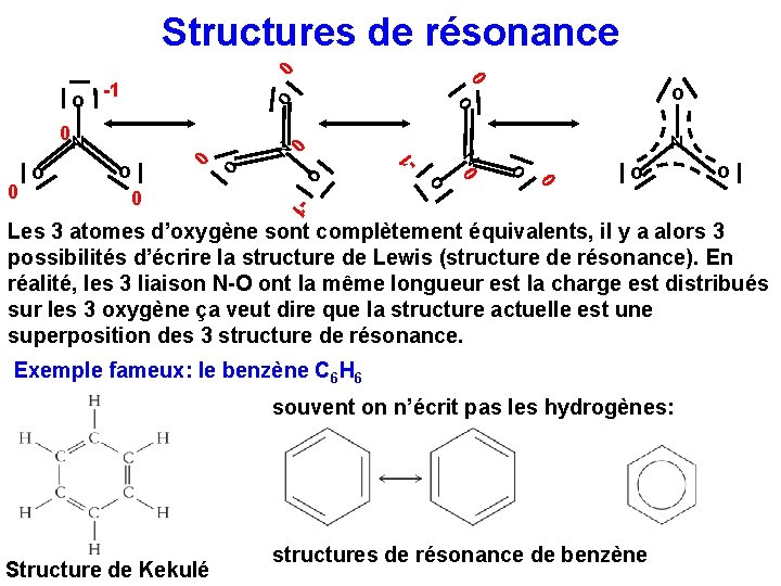 Structures de résonance 0 0 0 o 0 N o o -1 0 o