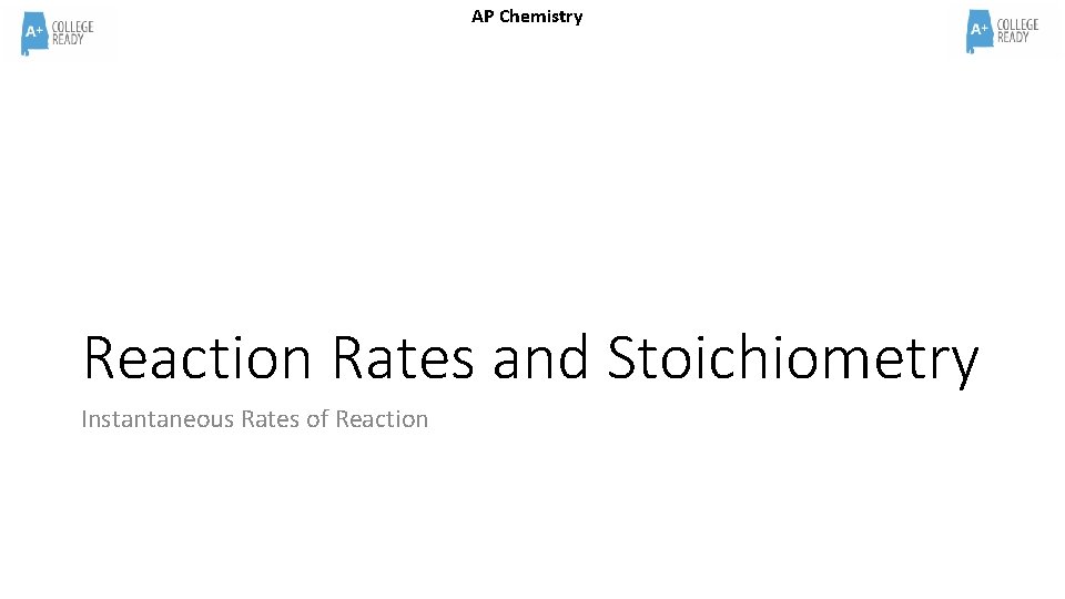 AP Chemistry Reaction Rates and Stoichiometry Instantaneous Rates of Reaction 