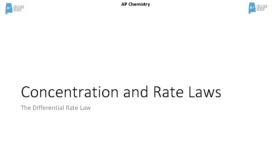 AP Chemistry Concentration and Rate Laws The Differential Rate Law 