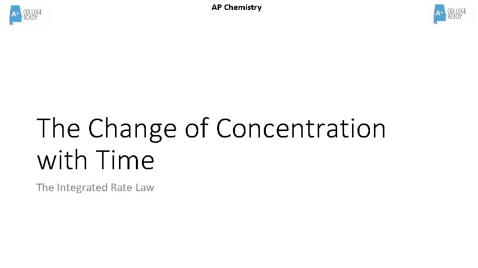 AP Chemistry The Change of Concentration with Time The Integrated Rate Law 