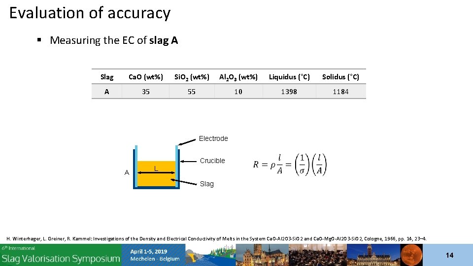 Evaluation of accuracy § Measuring the EC of slag A Slag Ca. O (wt%)