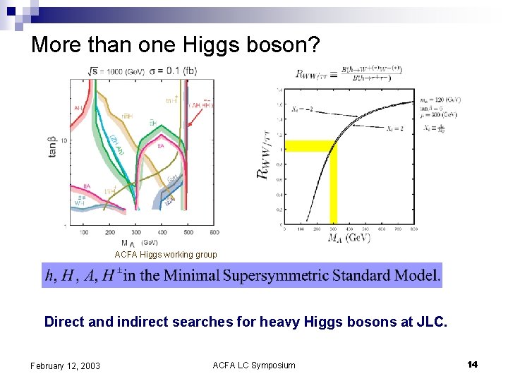 More than one Higgs boson? ACFA Higgs working group Direct and indirect searches for