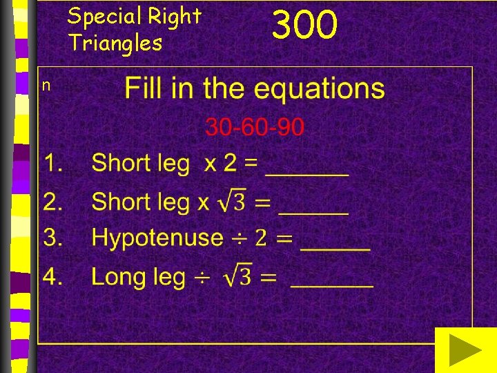 Special Right Triangles n 300 