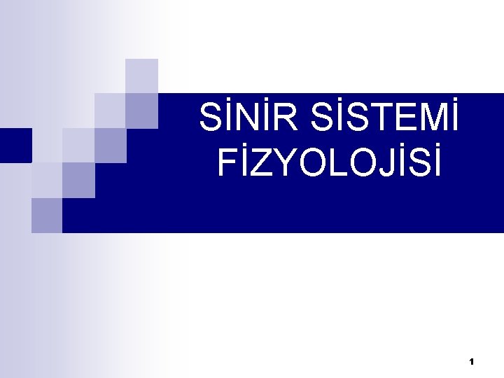 SİNİR SİSTEMİ FİZYOLOJİSİ 1 