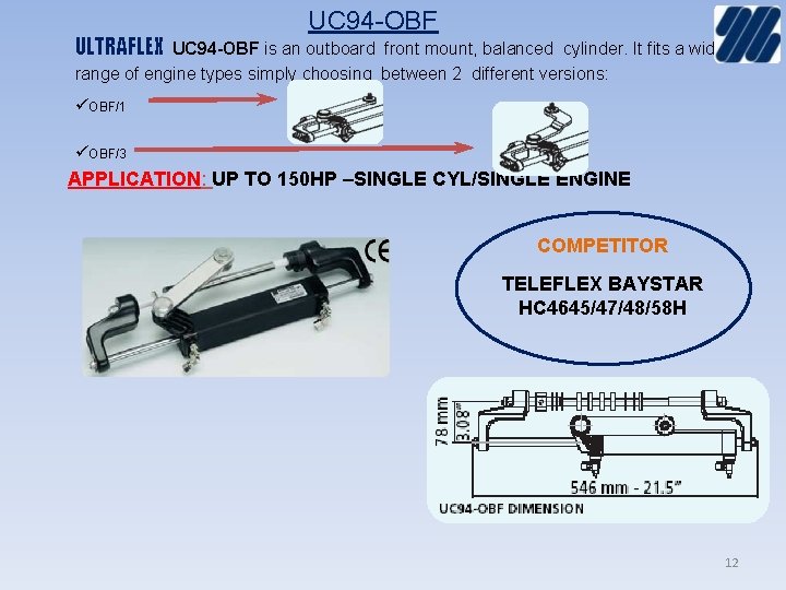 ULTRAFLEX UC 94 -OBF is an outboard front mount, balanced cylinder. It fits a