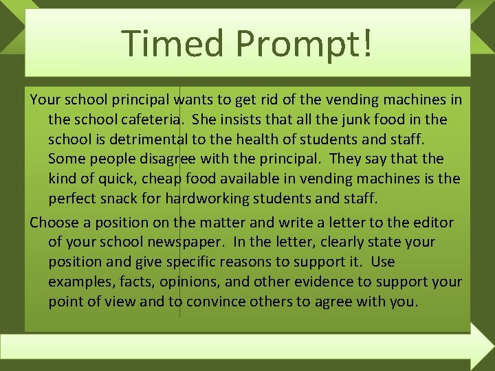 Timed Prompt! Your school principal wants to get rid of the vending machines in