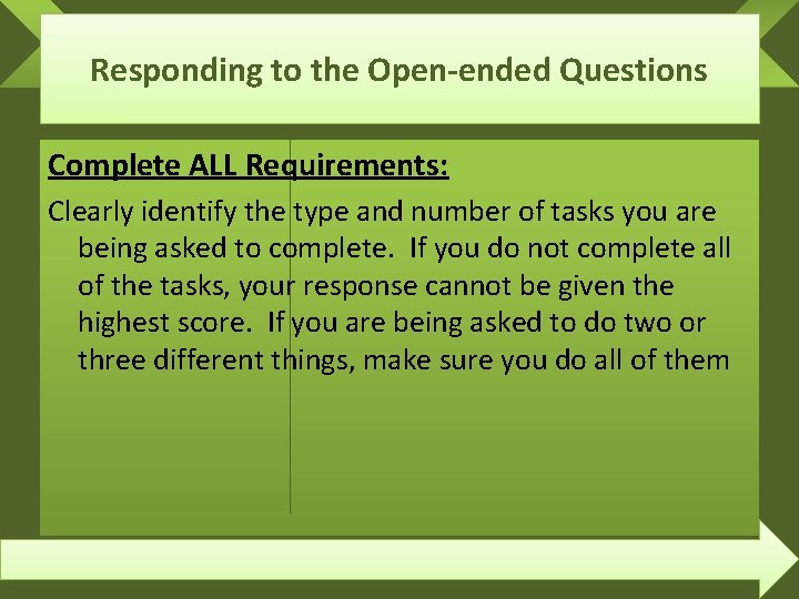 Responding to the Open-ended Questions Complete ALL Requirements: Clearly identify the type and number