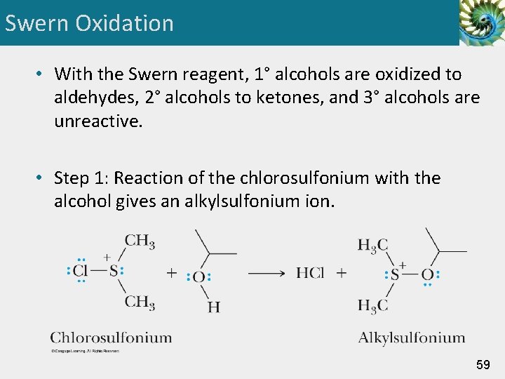 Swern Oxidation • With the Swern reagent, 1° alcohols are oxidized to aldehydes, 2°