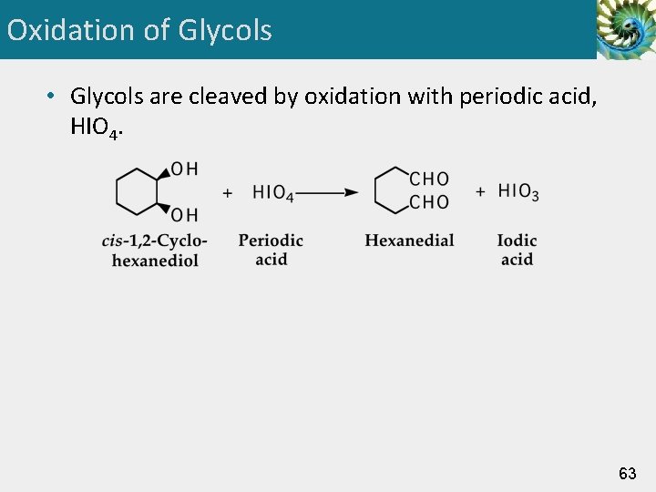 Oxidation of Glycols • Glycols are cleaved by oxidation with periodic acid, HIO 4.