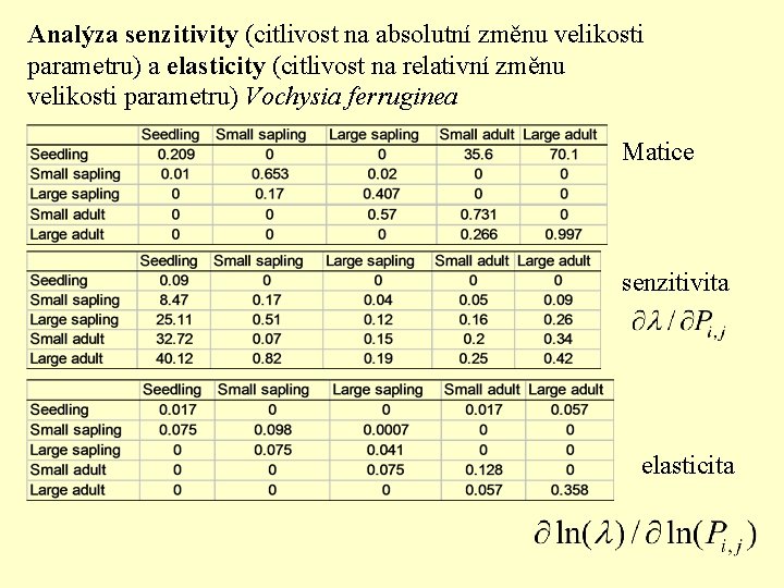 Analýza senzitivity (citlivost na absolutní změnu velikosti parametru) a elasticity (citlivost na relativní změnu