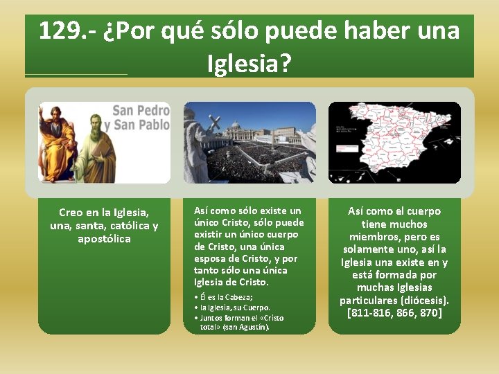 129. - ¿Por qué sólo puede haber una Iglesia? Creo en la Iglesia, una,