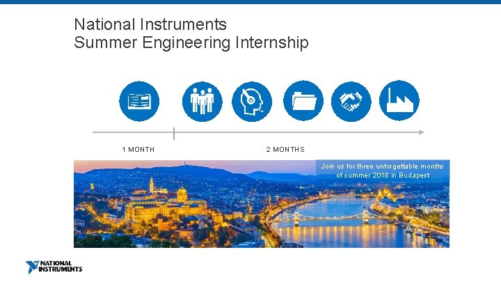 National Instruments Summer Engineering Internship 1 MONTH 2 MONTHS Join us for three unforgettable