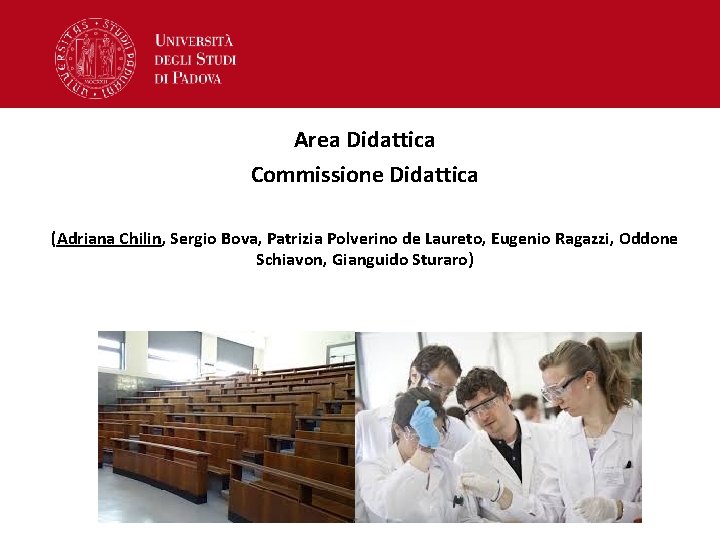 Area Didattica Commissione Didattica (Adriana Chilin, Sergio Bova, Patrizia Polverino de Laureto, Eugenio Ragazzi,