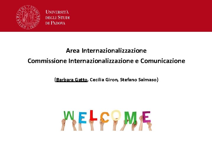 Area Internazionalizzazione Commissione Internazionalizzazione e Comunicazione (Barbara Gatto, Cecilia Giron, Stefano Salmaso) 