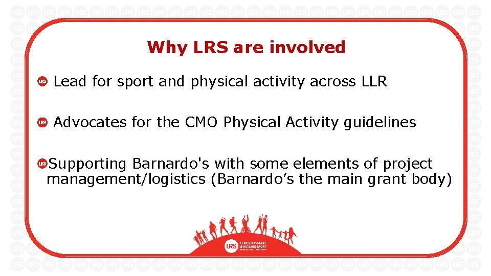 Why LRS are involved Lead for sport and physical activity across LLR Advocates for