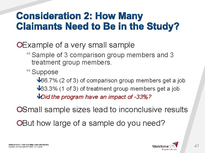 ¡Example of a very small sample } Sample of 3 comparison group members and