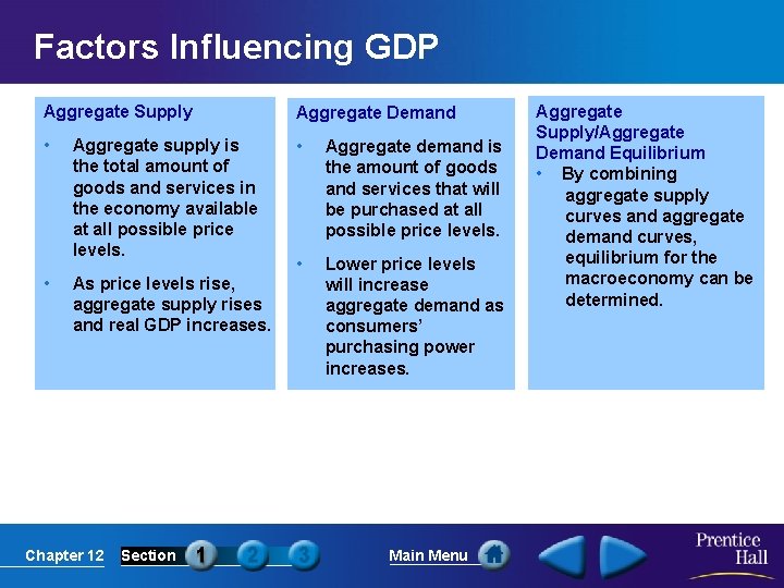 Factors Influencing GDP Aggregate Supply Aggregate Demand • • Aggregate demand is the amount