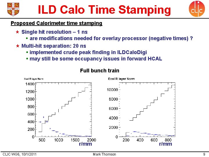 ILD Calo Time Stamping Proposed Calorimeter time stamping Single hit resolution – 1 ns