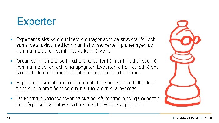 Experter • Experterna ska kommunicera om frågor som de ansvarar för och samarbeta aktivt