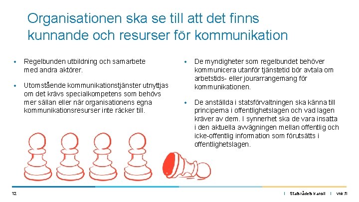 Organisationen ska se till att det finns kunnande och resurser för kommunikation • Regelbunden