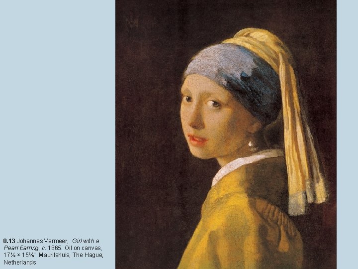 0. 13 Johannes Vermeer, Girl with a Pearl Earring, c. 1665. Oil on canvas,