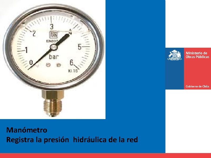 Manómetro Registra la presión hidráulica de la red 