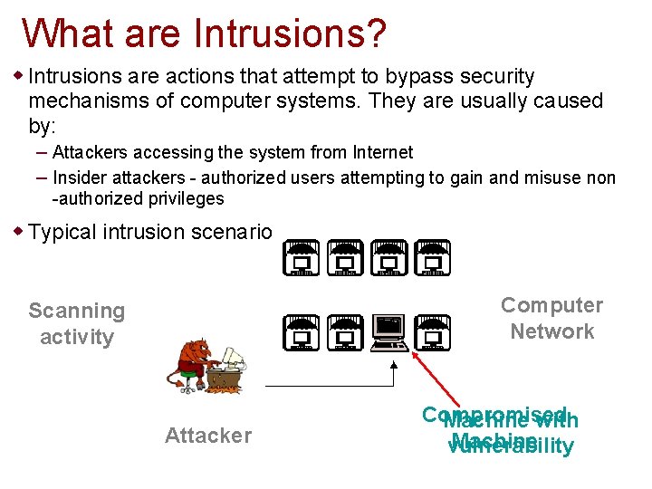 What are Intrusions? Intrusions are actions that attempt to bypass security mechanisms of computer