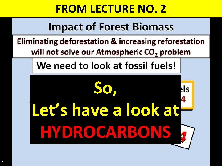 FROM LECTURE NO. 2 So, Let’s have a look at HYDROCARBONS 4 