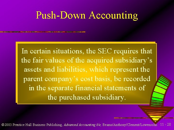 Push-Down Accounting In certain situations, the SEC requires that the fair values of the