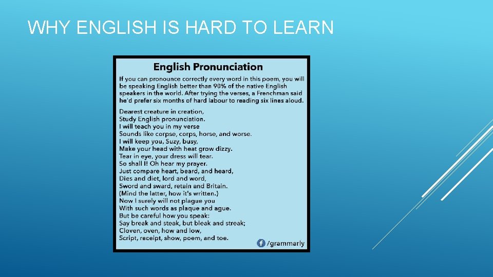 WHY ENGLISH IS HARD TO LEARN 