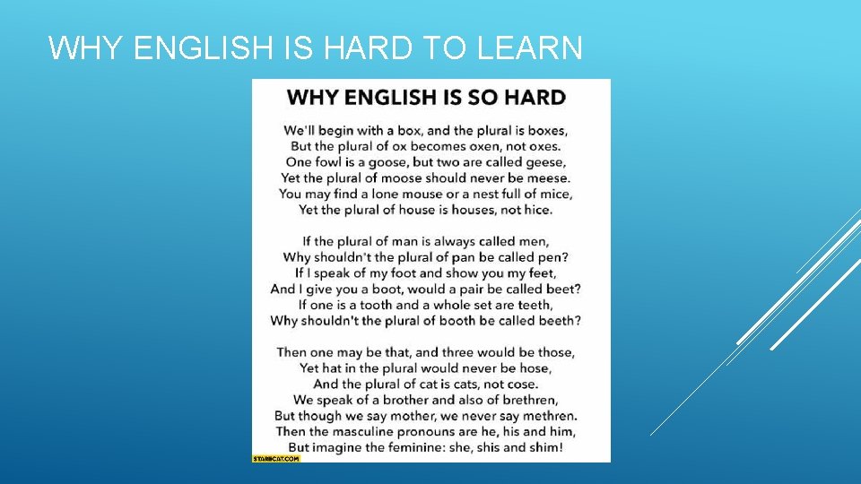 WHY ENGLISH IS HARD TO LEARN 