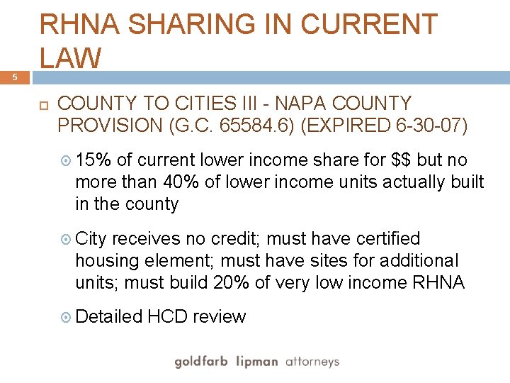 5 RHNA SHARING IN CURRENT LAW COUNTY TO CITIES III - NAPA COUNTY PROVISION