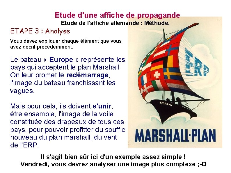 Etude d'une affiche de propagande Etude de l'affiche allemande : Méthode. ETAPE 3 :