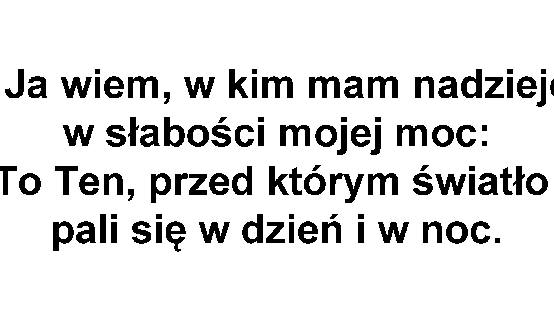 Ja wiem, w kim mam nadzieję w słabości mojej moc: To Ten, przed którym