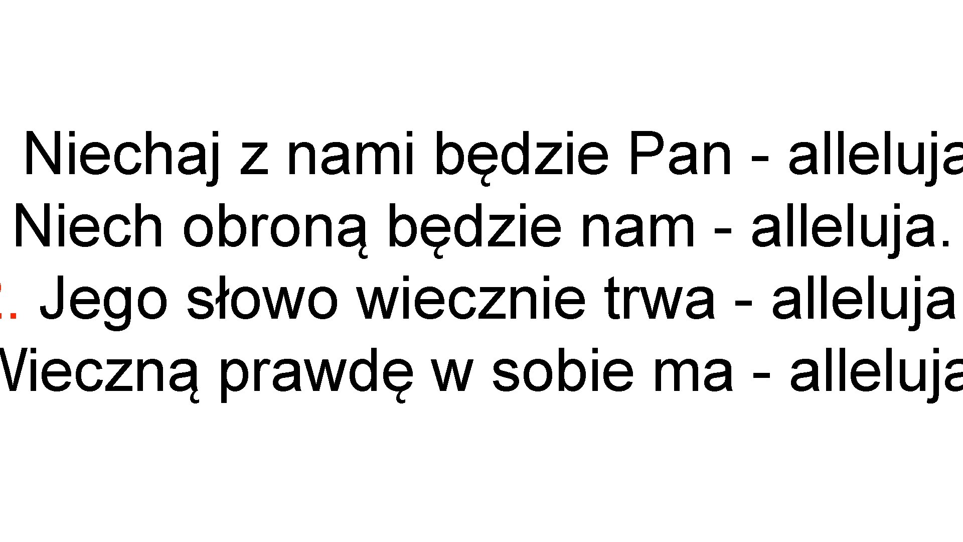 . Niechaj z nami będzie Pan - alleluja Niech obroną będzie nam - alleluja.