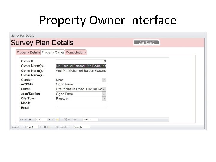 Property Owner Interface 