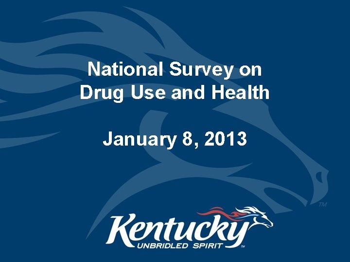 National Survey on Drug Use and Health January 8, 2013 