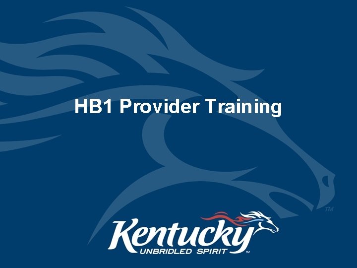 HB 1 Provider Training 