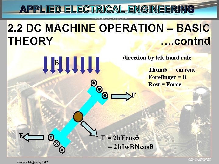 2. 2 DC MACHINE OPERATION – BASIC THEORY …. contnd B direction by left-hand