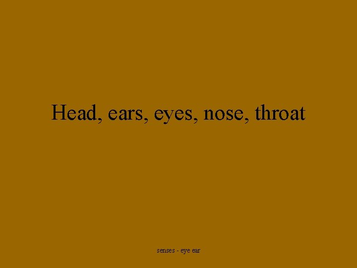 Head, ears, eyes, nose, throat senses - eye ear 