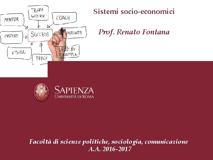 Sistemi socio-economici Prof. Renato Fontana Facoltà di scienze politiche, sociologia, comunicazione A. A. 2016