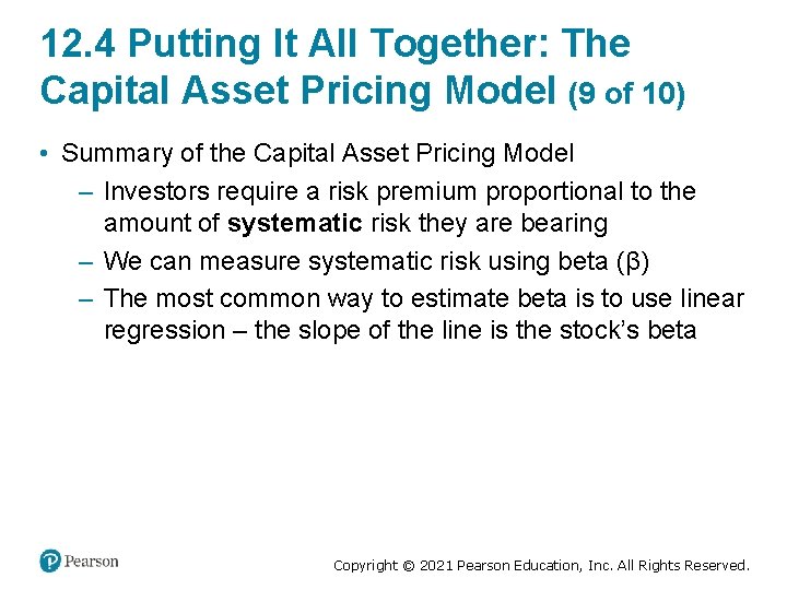12. 4 Putting It All Together: The Capital Asset Pricing Model (9 of 10)