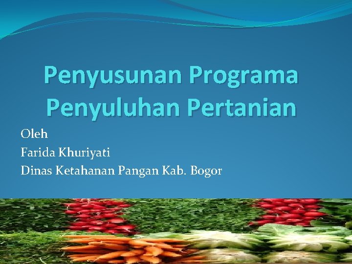 Penyusunan Programa Penyuluhan Pertanian Oleh Farida Khuriyati Dinas Ketahanan Pangan Kab. Bogor 