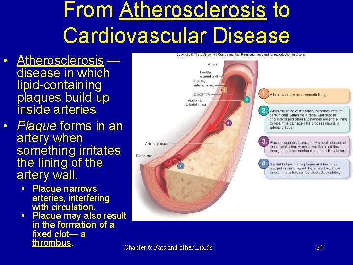 From Atherosclerosis to Cardiovascular Disease • Atherosclerosis — disease in which lipid-containing plaques build